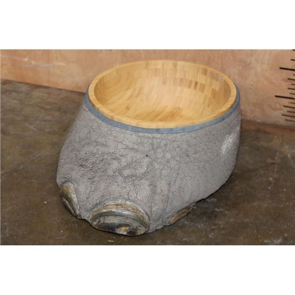 Mounted ELEPHANT Foot with a Bamboo Bowl Insert