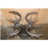 Image 3 : XL BRONZE Double Stag Head Table Base