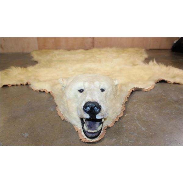 POLAR BEAR Hide Rug with its Mounted Head, Paws, and Claws