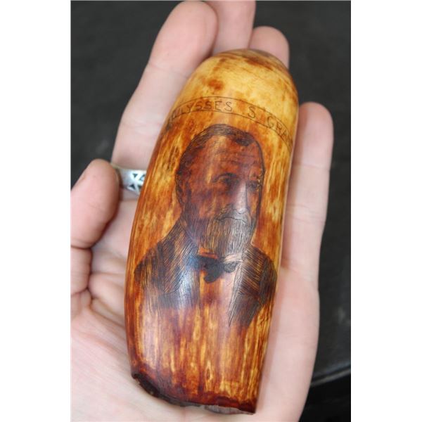 Antique 1870's Era Scrimshawed "Ulysses S. Grant" SPERM WHALE TOOTH