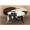 Image 1 : Rustic Tri-color COWHIDE Table or Ottoman with Polished Cow Horn Legs