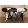 Image 2 : Rustic Tri-color COWHIDE Table or Ottoman with Polished Cow Horn Legs