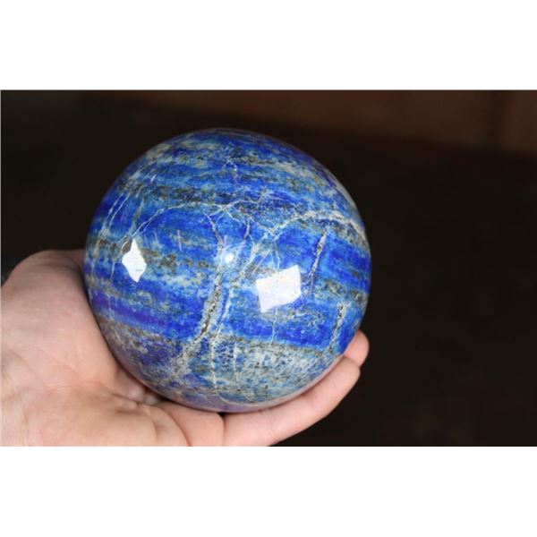 Big Polished BLUE LAPIS LAZULI Mineral Sphere, Weight: 5 lbs