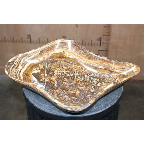 Big Formed and Polished Moroccan AMBER ARAGONITE Bowl