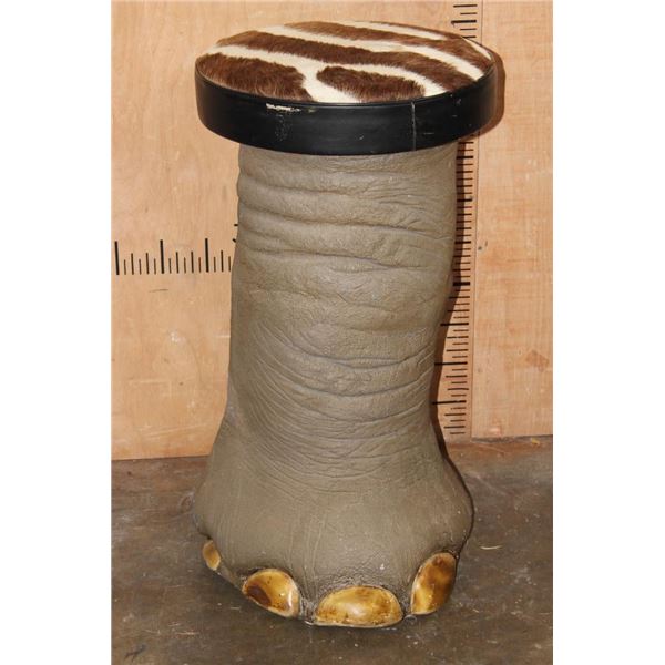 Reproduction ELEPHANT Foot Bar Stool with *Real* Zebra Hide Covered Cushion