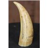 Image 12 : Antique SPERM WHALE Tooth Scrimshawed with a Whaling Ship and Phrase