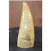 Image 2 : Antique SPERM WHALE Tooth Scrimshawed with a Whaling Ship and Phrase