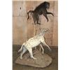 Image 3 : Life-sized BABOON with a Life-sized SPOTTED HYENA on a Natural Base with Wheels