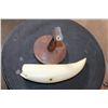 Image 6 : Pre 1972 XL Polished SPERM WHALE Tooth Displayed on a Wood Stand