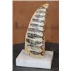 Image 1 : Antique Scrimshawed WHALE Tooth on a Custom Marble Display Stand