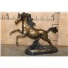 Image 1 : XL "Prancing" HORSE Bronze Sculpture on a Marble Base