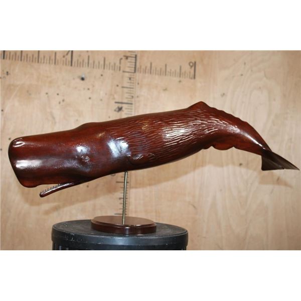 Big Hand-carved Wood SPERM WHALE Sculpture Numbered #3 by Walt Jacobsen