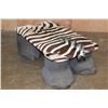 Image 1 : (5) Piece *Real Skin* ELEPHANT Foot Table with a Removable ZEBRA Hide Tabletop