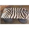 Image 3 : (5) Piece *Real Skin* ELEPHANT Foot Table with a Removable ZEBRA Hide Tabletop