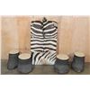 Image 5 : (5) Piece *Real Skin* ELEPHANT Foot Table with a Removable ZEBRA Hide Tabletop