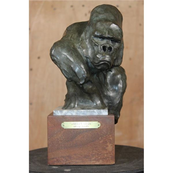 Original Bronze "Gorilla Study" Sculpture #8/35 by Sherry Sander