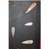 Image 4 : Giant Display of (20) ARROWHEADS and (2) Hand-knapped Stone KNIVES in an Open Display Frame