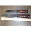 Image 2 : (2) KA-BAR USMC Fixed Blade KNIVES with Leather Sheaths