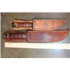 Image 4 : (2) KA-BAR USMC Fixed Blade KNIVES with Leather Sheaths
