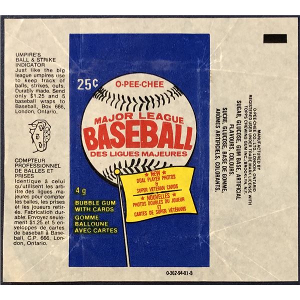 1983 O-PEE-CHEE BASEBALL WRAPPER