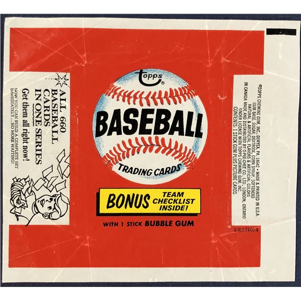1974 TOPPS BASEBALL WRAPPER