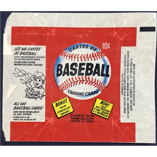 1974 O-PEE-CHEE BASEBALL WRAPPER