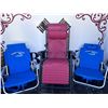 Image 1 : 2 Tommy Bahama Blue Beach Chairs And 1 Red Zero Gravity Recliner
