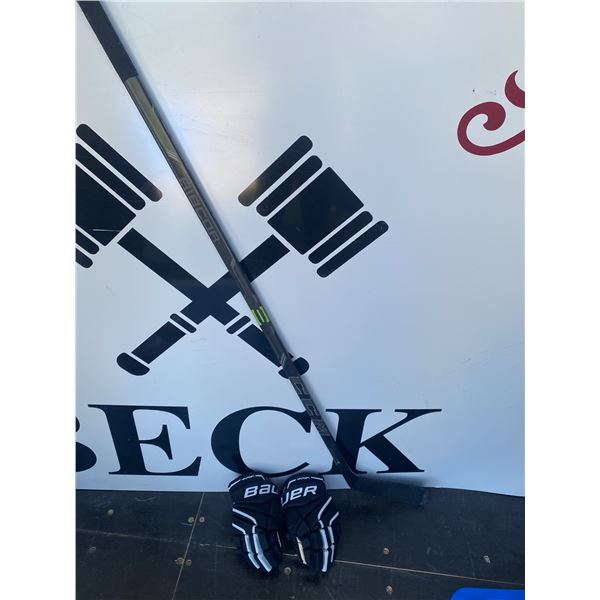 CCM Ribcor 3 Hockey Stick and Bauer Vapor X60 Gloves Set