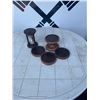 Image 6 : Decorative and Household Lot Including Glassware, Wood, and Metal Items