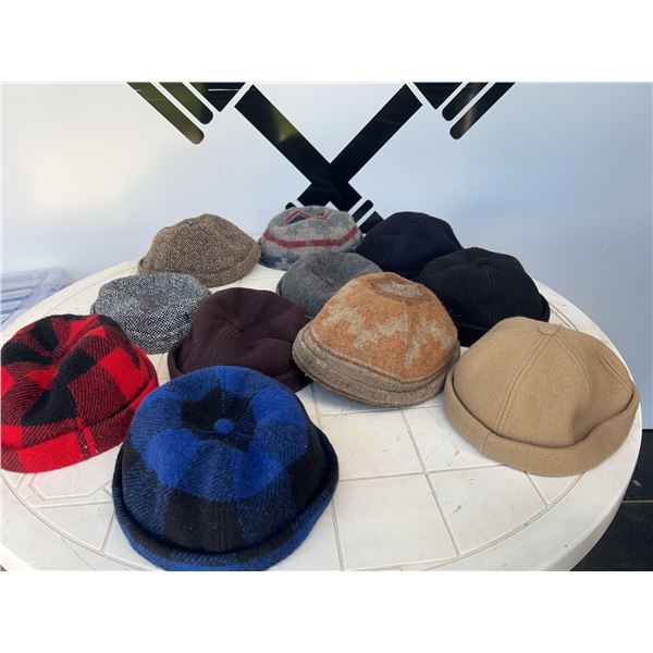 11 Crowncap Wool Melton and Tweed Caps, Size L/XL