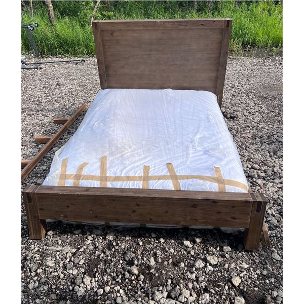 Queen Size Wooden Bed Frame With Headboard And Rails