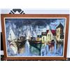 Image 1 : Jean de Bomaira Harbour Scene Oil Painting 40" x 27"