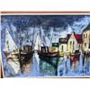 Image 2 : Jean de Bomaira Harbour Scene Oil Painting 40" x 27"