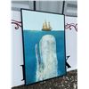 Image 2 : Framed Whale and Ship Painting, 60x40 Inches