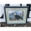 Image 1 : Framed Eagle and Chick Wildlife Print, 14x17 Inches