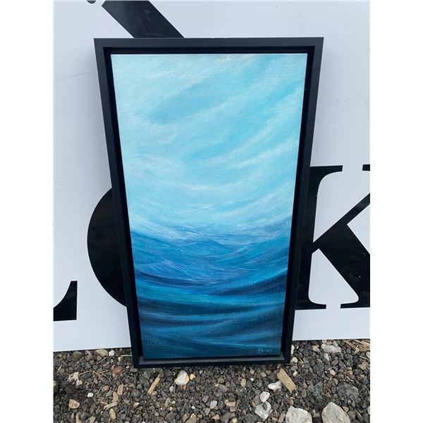J Jensen Framed Ocean Scene Acrylic Painting, 24x12 Inches