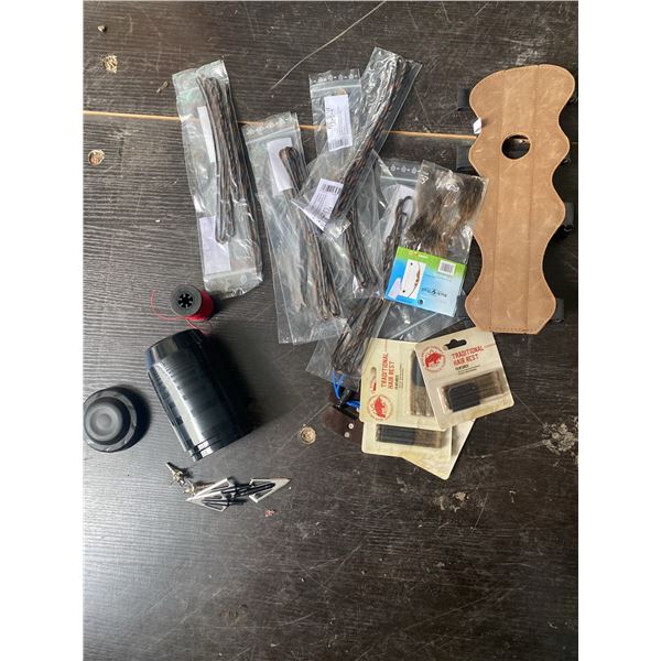 Archery Accessory Lot: Strings, Rests, Broadheads, Armguard & More