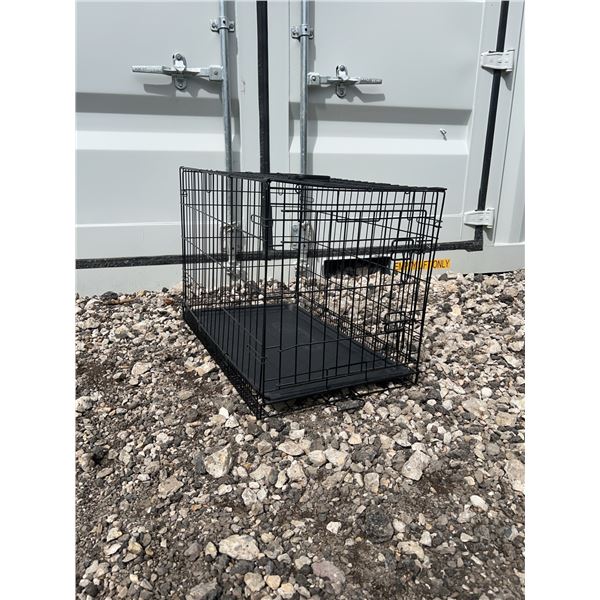 Black Metal Folding Pet Crate With Removable Tray