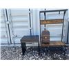 Image 1 : Wooden Hallway Shelf, Black Table, and Hardshell Luggage Set