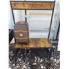 Image 5 : Wooden Hallway Shelf, Black Table, and Hardshell Luggage Set