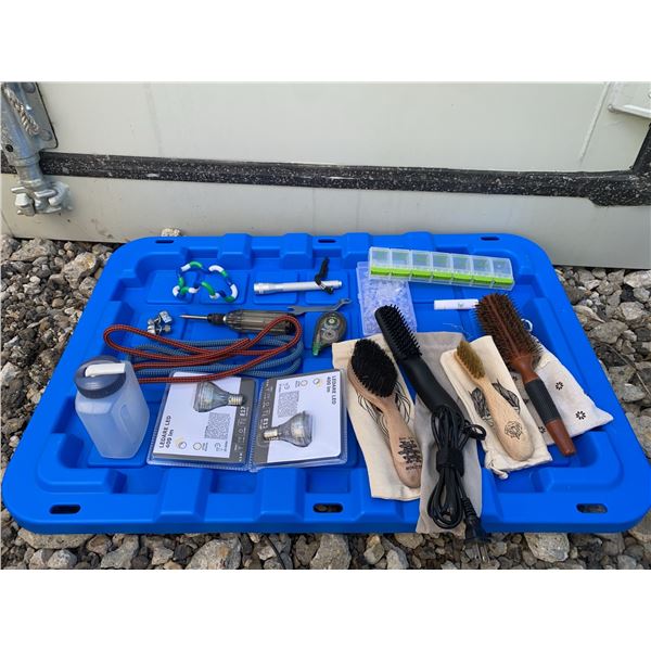 Lot: Hair Brushes, LED Bulbs, Tools, and Accessories