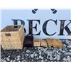 Image 1 : Lot: IKEA DRAGAN Bamboo Boxes, Wicker Basket, Starbucks Faux Leather Tray