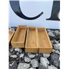 Image 2 : Lot: IKEA DRAGAN Bamboo Boxes, Wicker Basket, Starbucks Faux Leather Tray