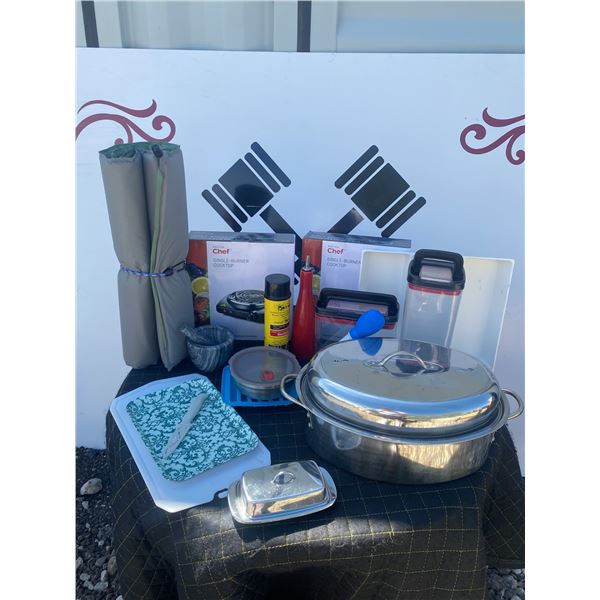 Camping & Kitchen Lot With Master Chef Burners, Therm-a-Rest Pad, Accessories