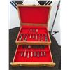 Image 1 : Moss Rose Silverplate Flatware Set With Wooden Case