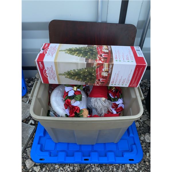 Holiday Décor Lot with Pre-Lit Tree, Wreaths, Crafts, and Ornaments