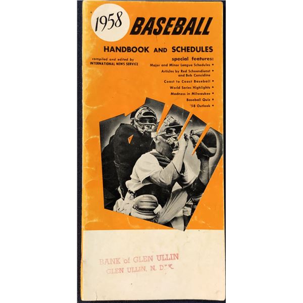 1958 MLB HANDBOOK & SCHEDULE