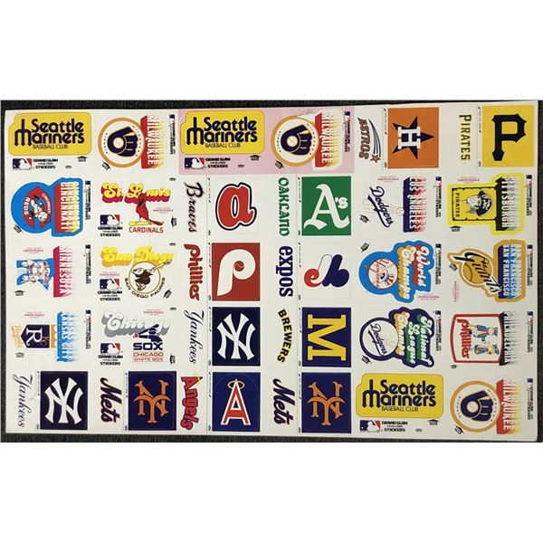 1979 FLEER BASEBALL LOGO STICKERS WORLD SERIES PUZZLE UNCUT SHEET