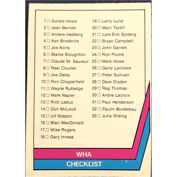 1977-78 O-PEE-CHEE WHA CHECKLIST