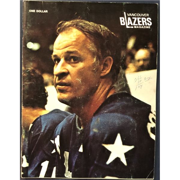 1975-76 WHA GAME PROGRAM - VANCOUVER BLAZERS vs HOUSTON AEROS